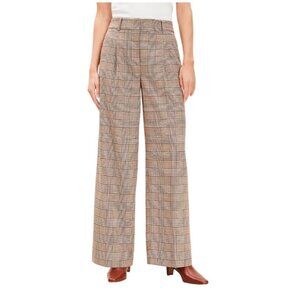 Loft Peyton Trouser in Plaid Womens High-Waist Wide Leg Pants Size 4